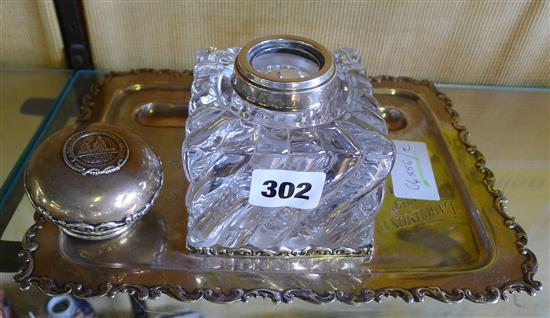 American silver inkstand